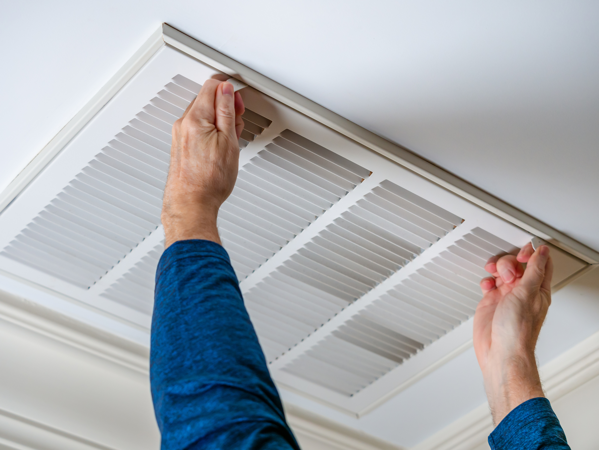 Man opening the air ventilation
