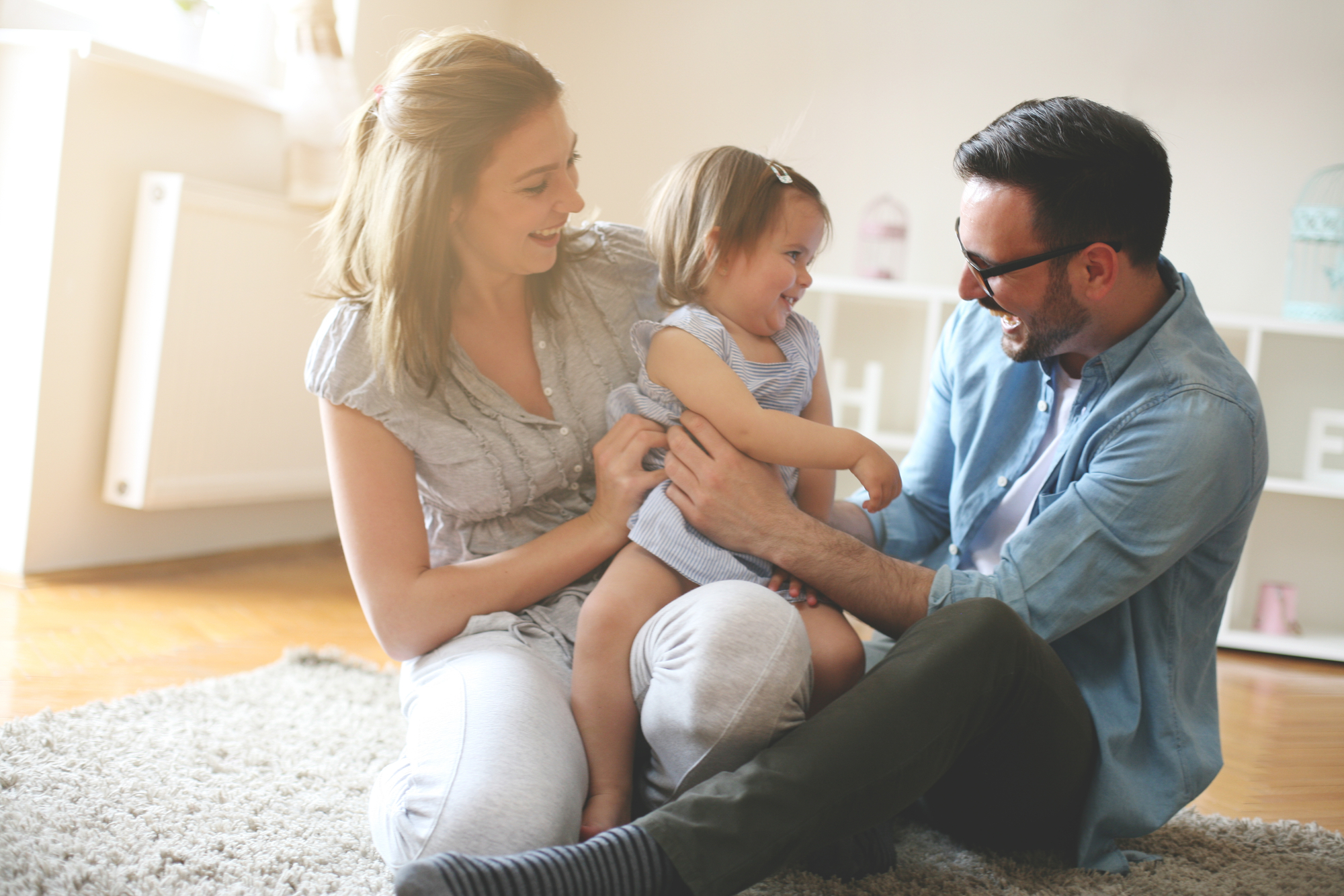A happy family inside the house